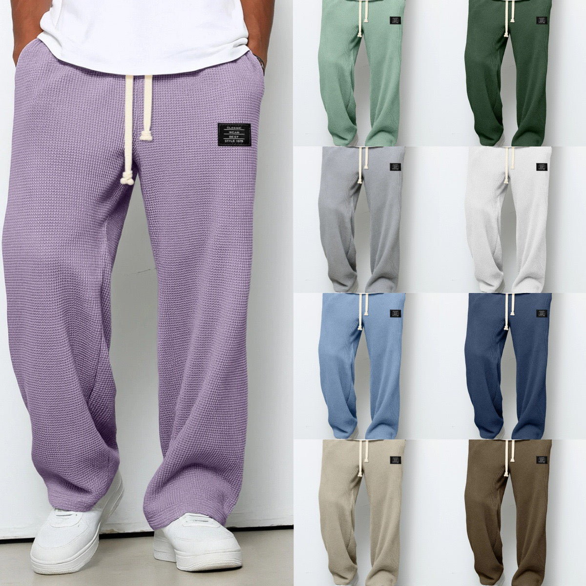 Lorenzo | Pantalones anchos con tejido de nido de abeja