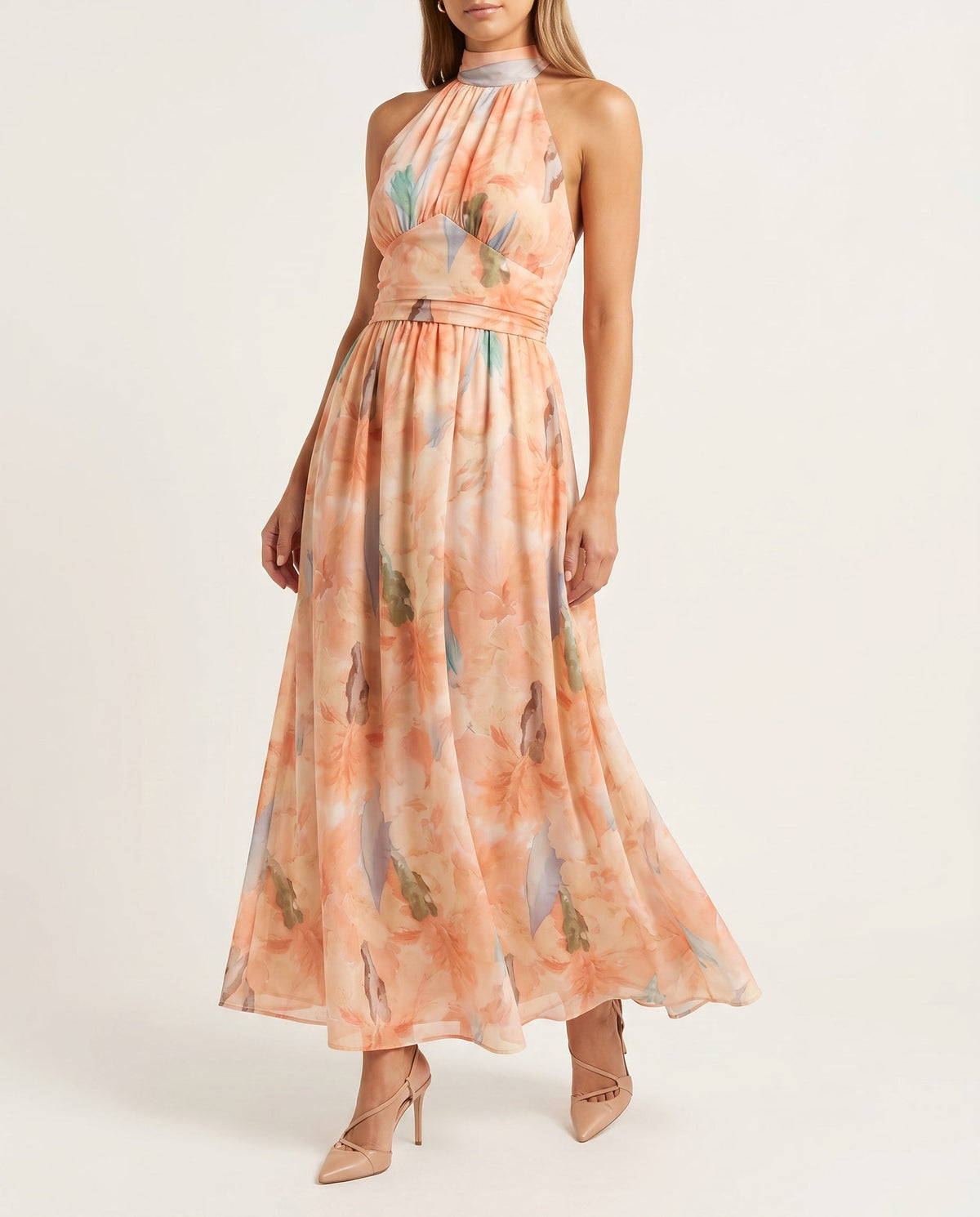 Noa | Vestido Estampado Acuarela Halter