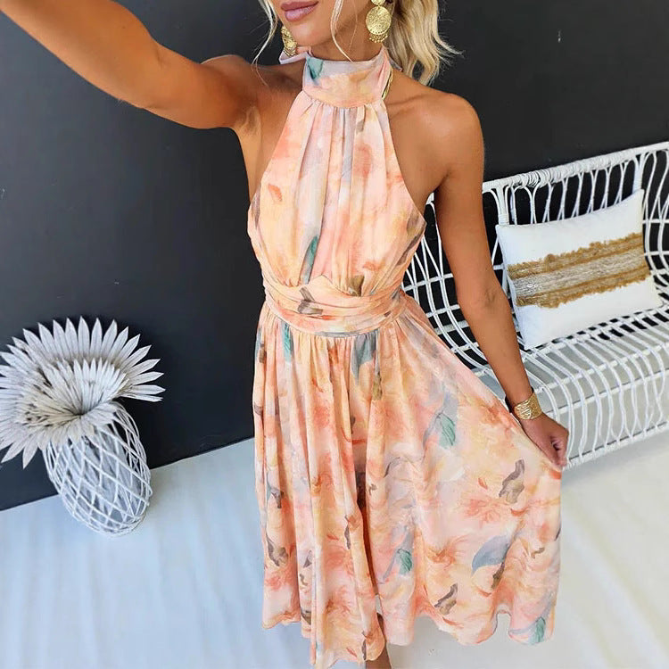 Noa | Vestido Estampado Acuarela Halter